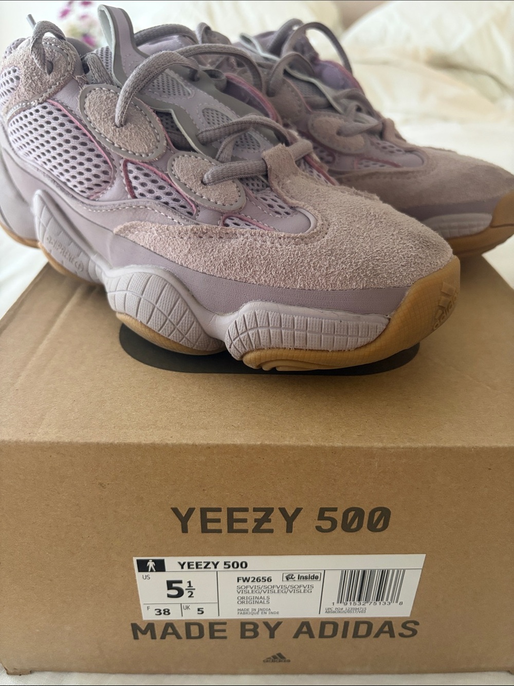 adidas Yeezy 500 Women’s Sneakers — Lavender with Gum Sole